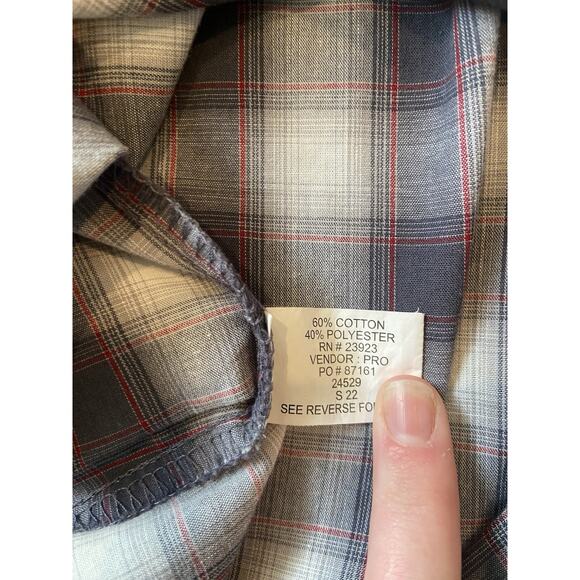 Canyon Guide Outfitters shirt Mens Large Plaid Western Pearl Snap gray red - Picture 9 of 10
